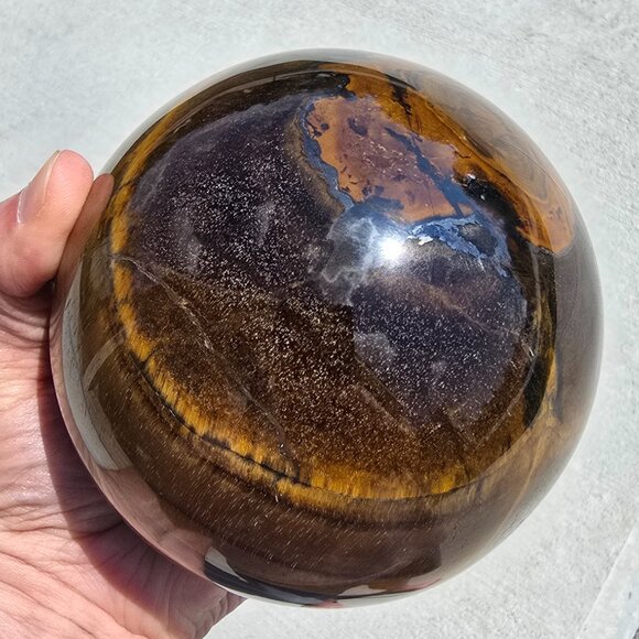 Large Iron Tiger’s Eye Sphere – Strength • Protection • Grounded Confidence - Picture 4 of 9